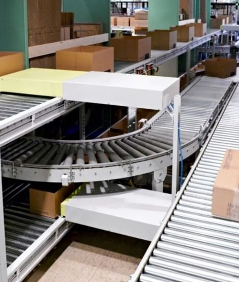 An automated material handling system with robotic arms